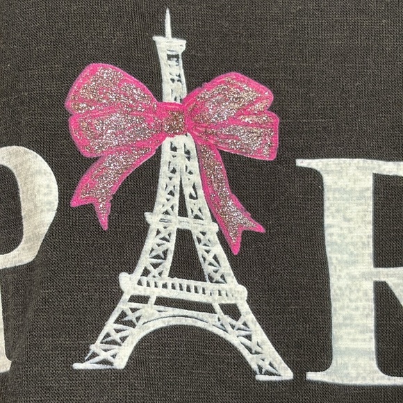 Ava James | NWT Black Paris Pink Bow Eiffel Tower Rounded Hem Short Sleeve Top M - Picture 10 of 13